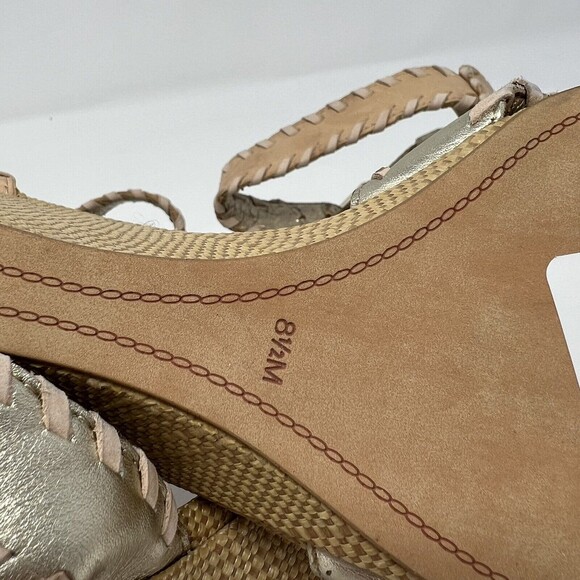 Sam Edelman Silvia Beige Gold Leather Zipper Back Wedge Sandals Size 8.5M NEW - Picture 7 of 7